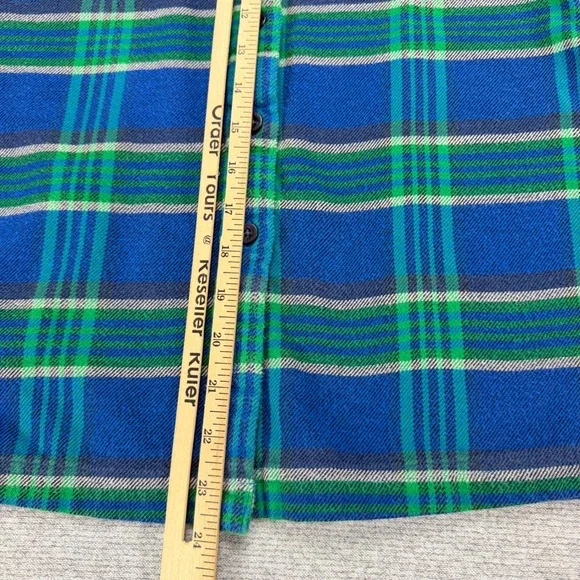 Patagonia Womens 2 Organic Cotton Flannel Plaid Button Down Shirt Blue Green - Picture 10 of 16